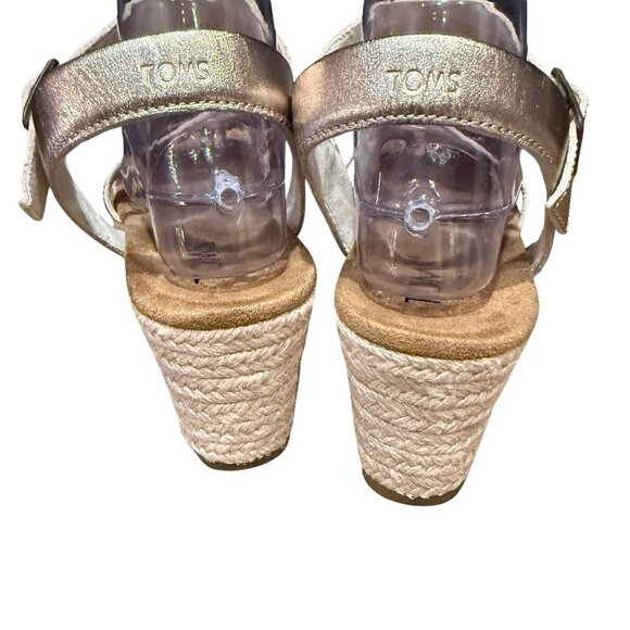 Women's Toms Audrey Espadrille Wedge Platform Sandals Gold Women's Size 9 - Picture 3 of 7